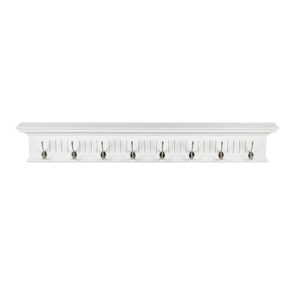 Skansen Provincial Coat Rack 8 Hooks in white solid mahogany