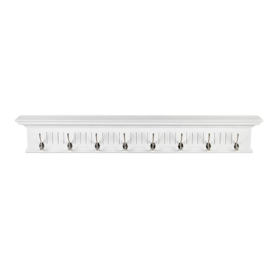 Skansen Provincial Coat Rack 8 Hooks in white solid mahogany