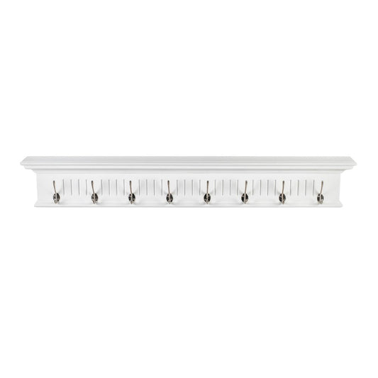 Skansen Provincial Coat Rack 8 Hooks in white solid mahogany