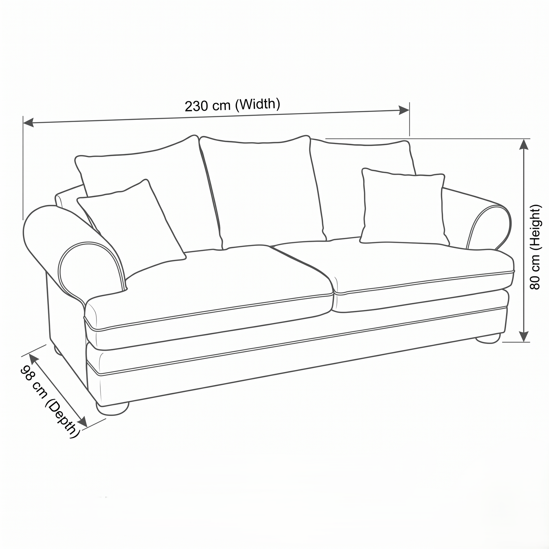 Canapé Berkley - 2 places - Marron - Modular Country Style Canapé - 230x98x80cm