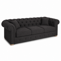 Canapé Chesterfield - Noir - 226 x 98 x 77 cm