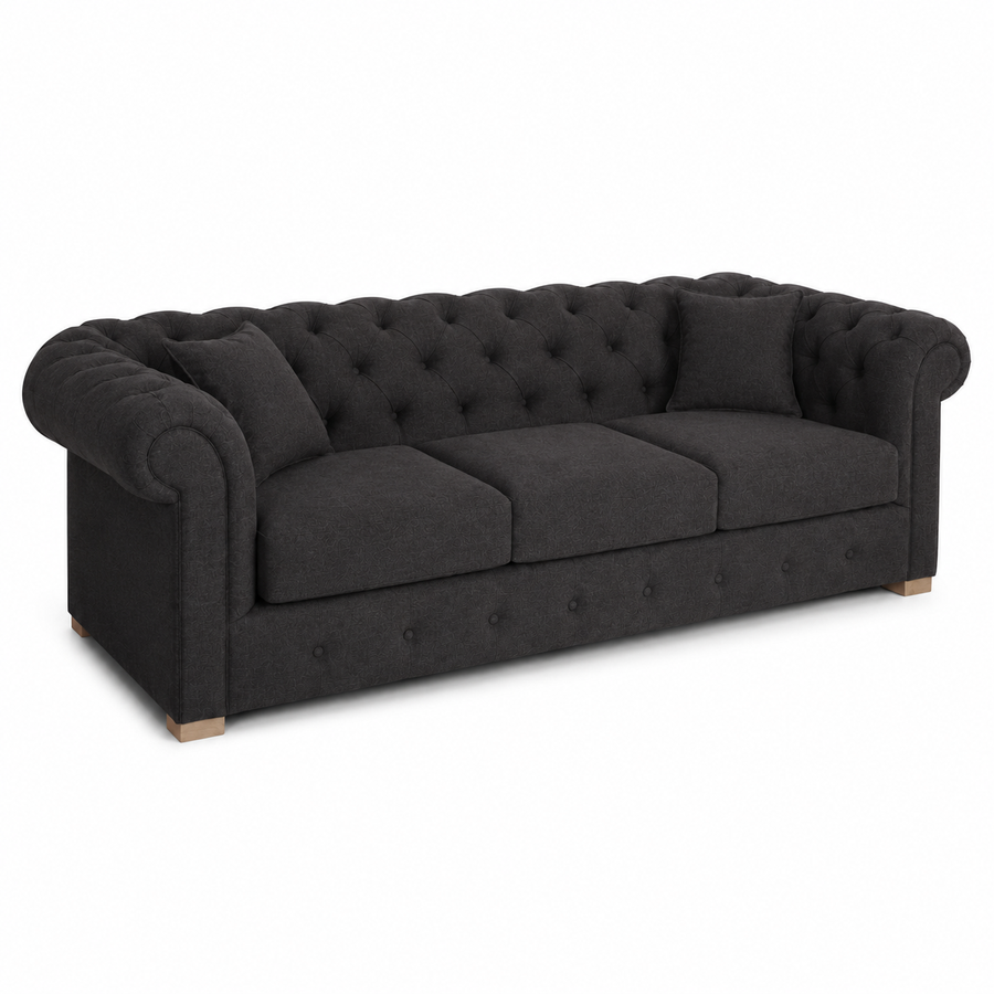 Canapé Chesterfield - Noir - 226 x 98 x 77 cm
