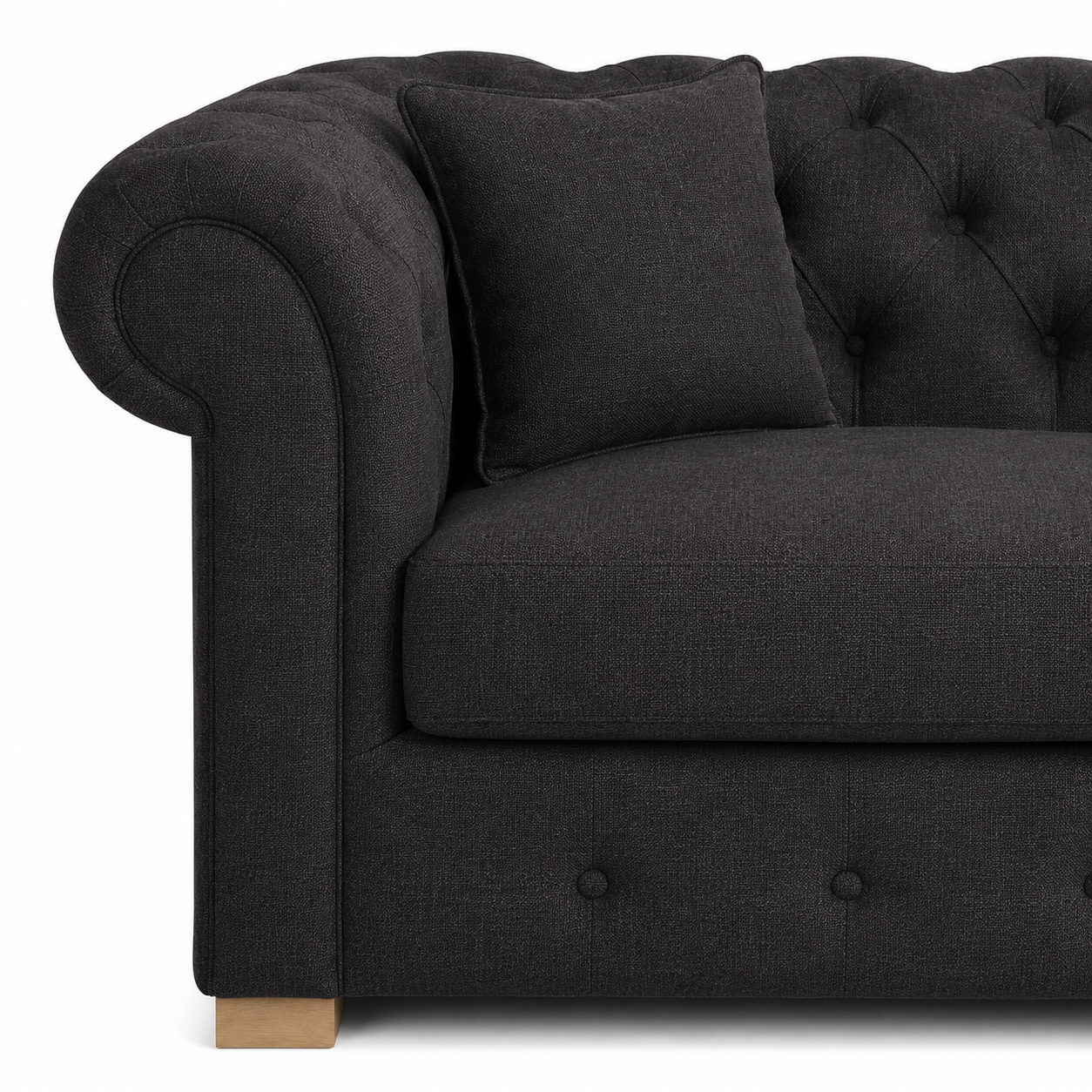 Canapé Chesterfield - Noir - 226 x 98 x 77 cm