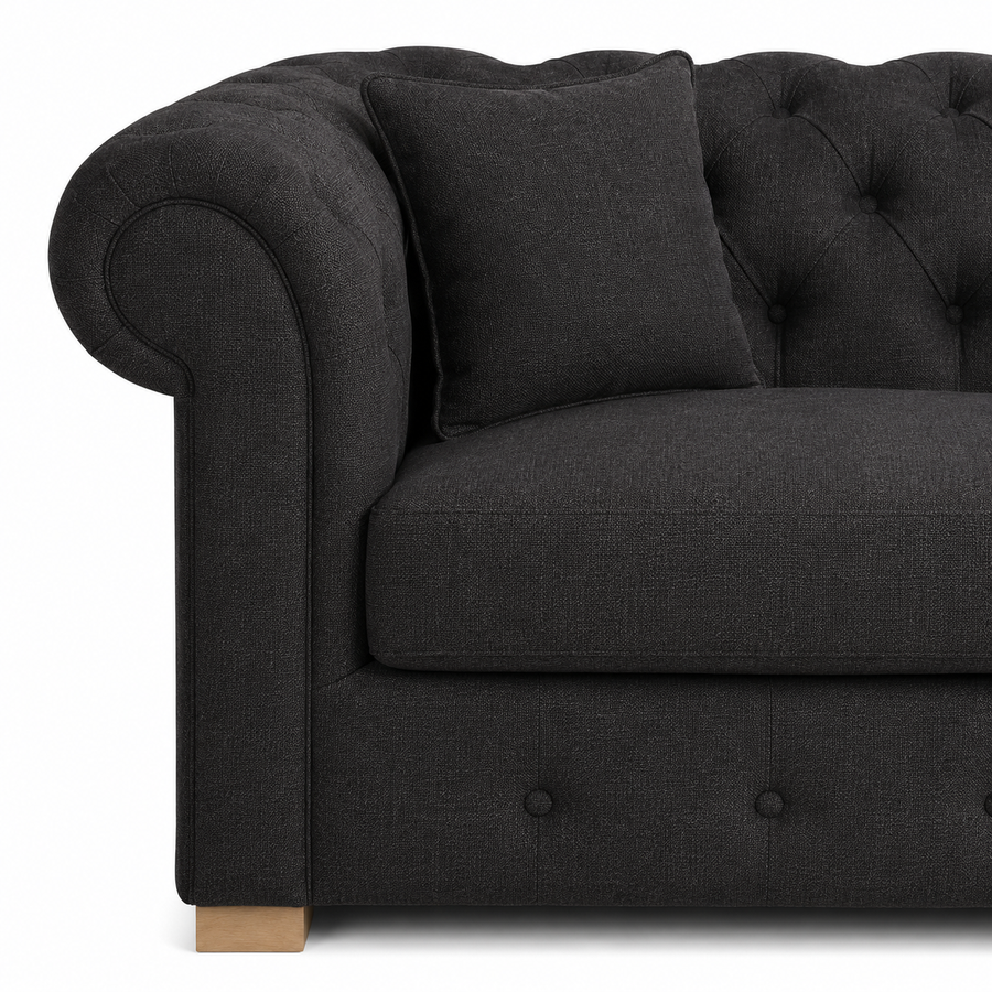 Canapé Chesterfield - Noir - 226 x 98 x 77 cm