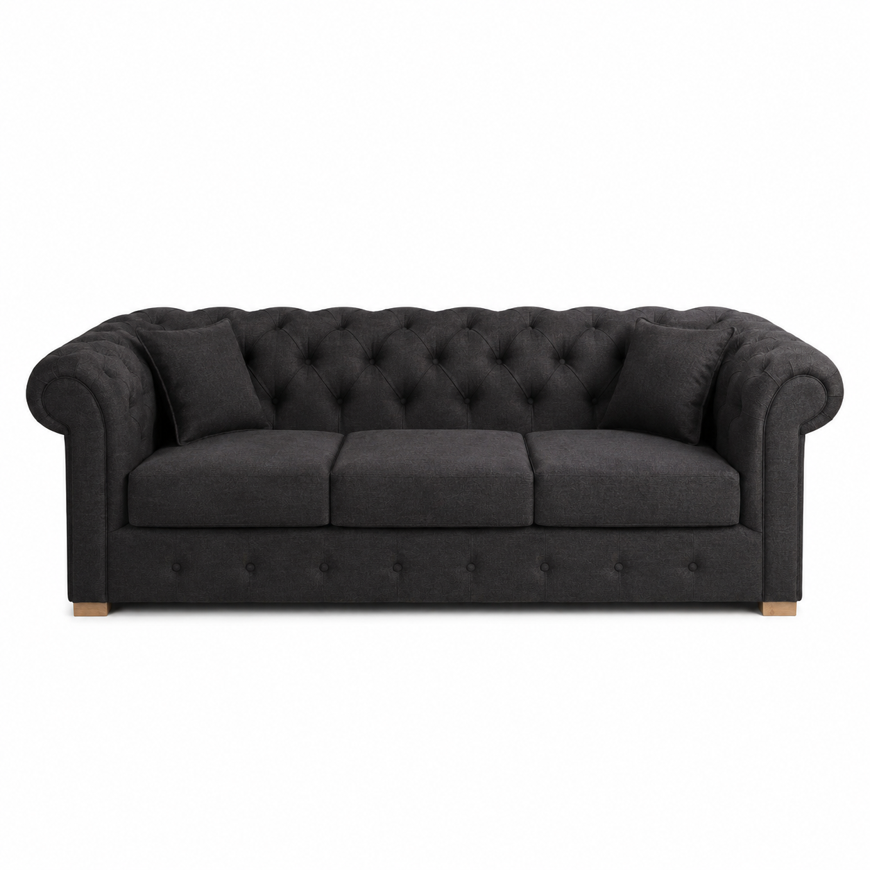 Canapé Chesterfield - Noir - 226 x 98 x 77 cm