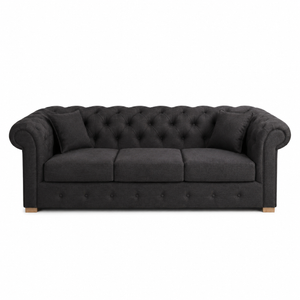 Sofa Chesterfield - Black - 226×98×77 cm