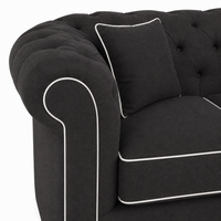 Sofa Chesterfield - Schwarz mit white piping - 226 x 98 x 77 cm