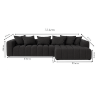 Canapé Marano - Oxford Noir -  334 × 172 cm - Lounge Right