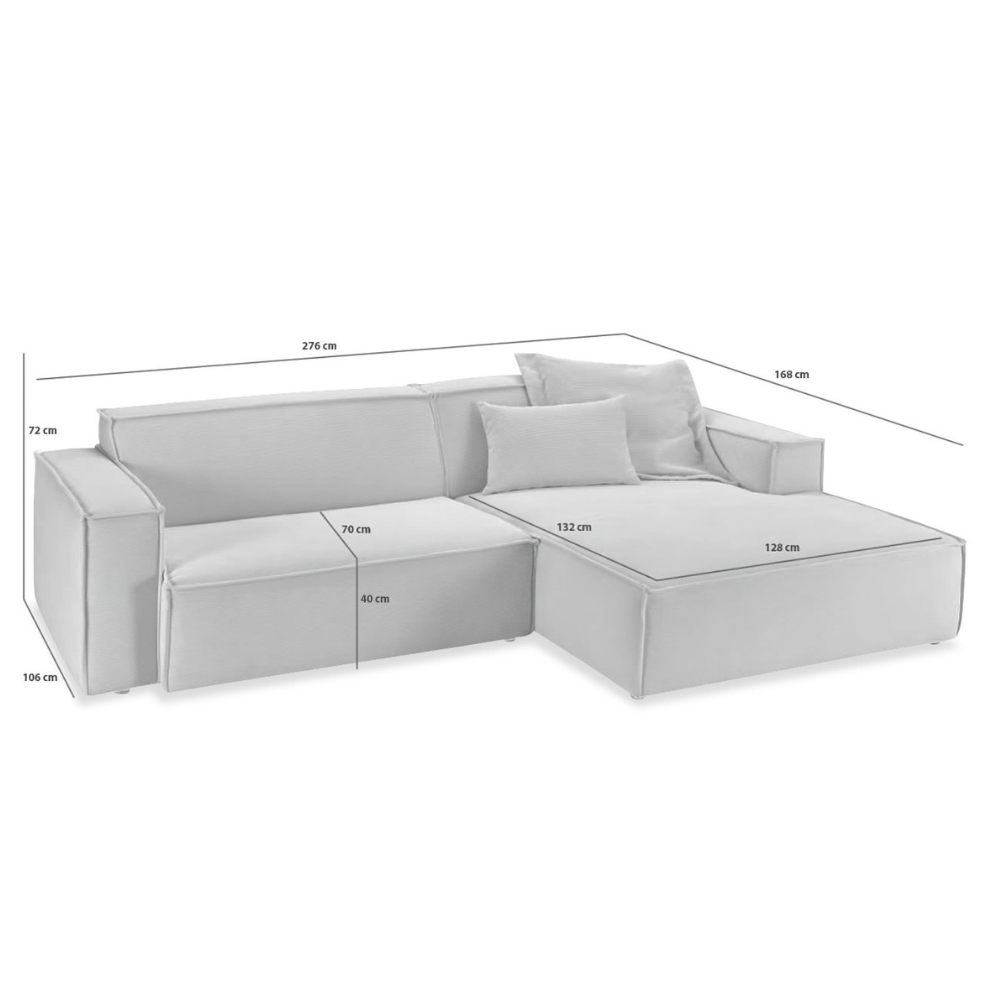 Sofa Midtown - Silber corner sofa mit detailed dimensions, showcasing lounge layout and proportions for 276x168cm configuration.