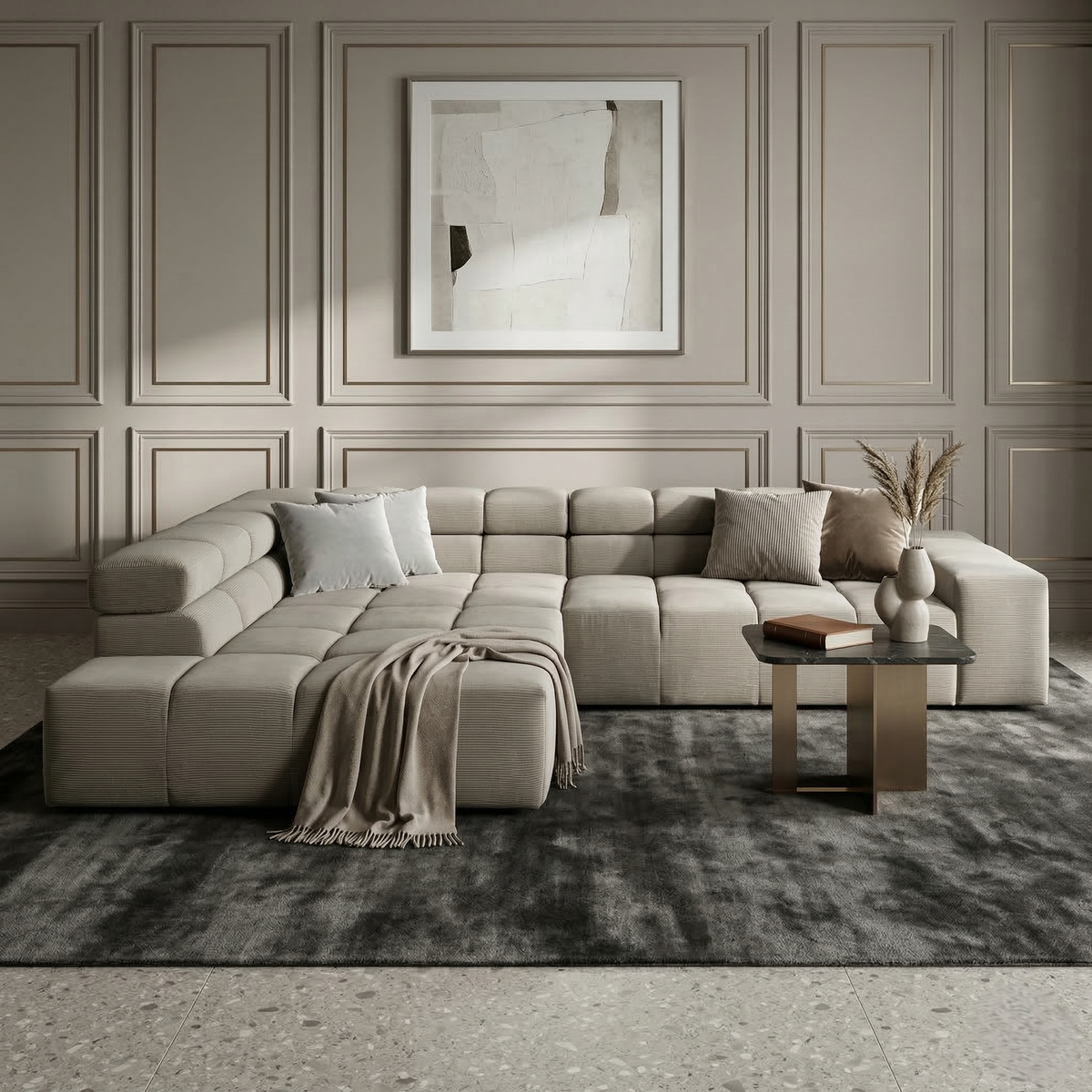 Sofa Ovionne Line - Sandstone - Lounge 319x215cm | Marcottestyle