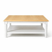 Crestwood Massiv Eiche Couchtisch  - Weiß & Eiche - 100 x 100 x 40 cm