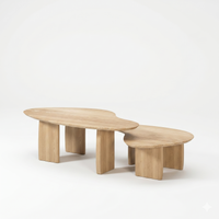 Luna Massiv Eiche Nesting Couchtisch Set - 127 x 75 x 42 cm & 85 x 75 x 31 cm