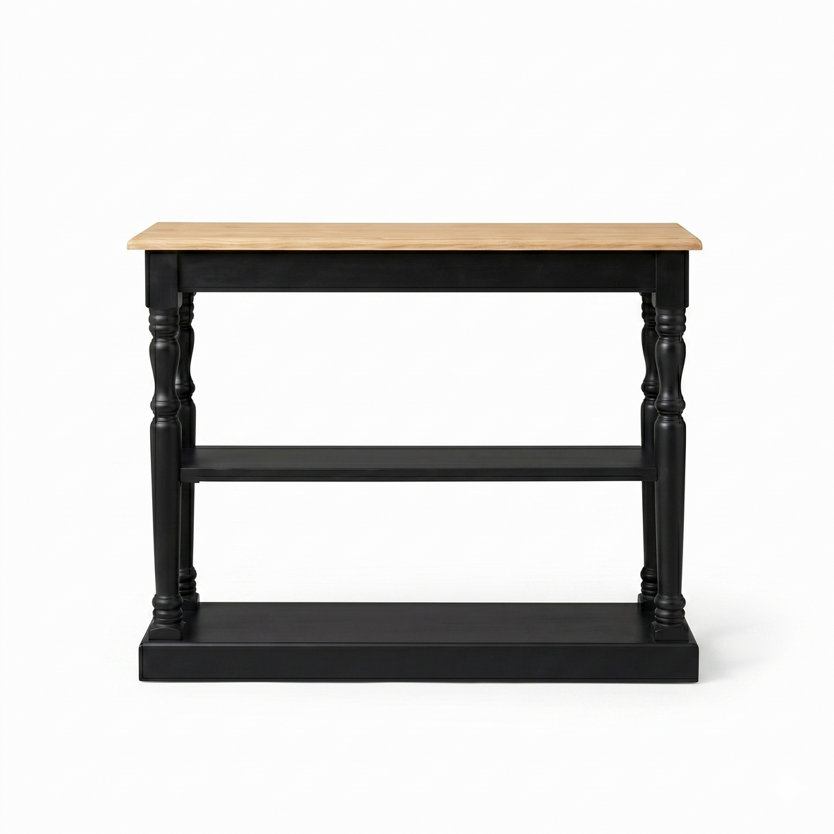 Consola Stefano - Roble Macizo - Negro y Tablero de Roble - 120 x 30 x 95 cm