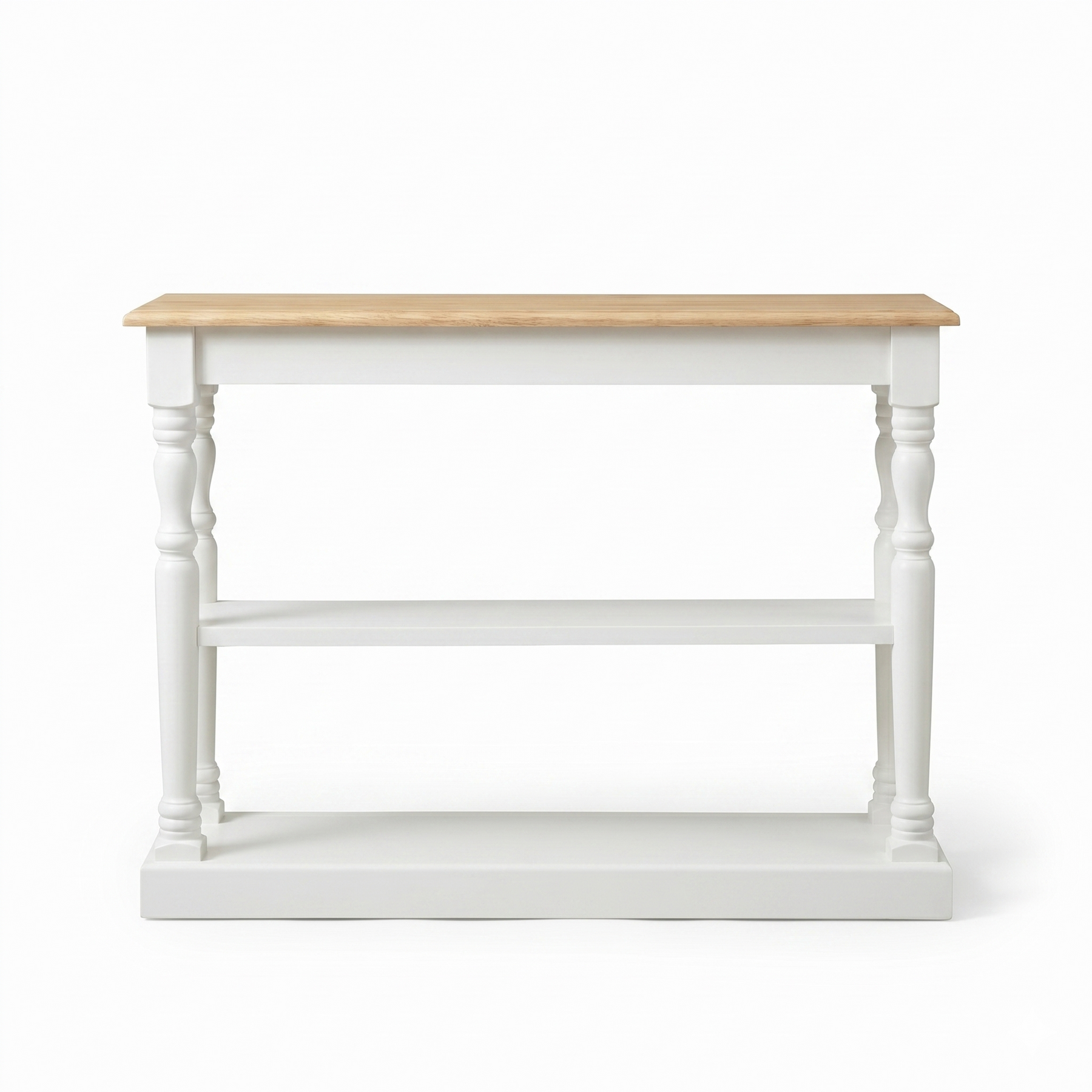Stefano Massif Chêne Console - Blanc & Chêne Top - 120x30x95cm