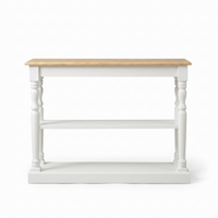 Stefano Massif Chêne Console - Blanc & Chêne Top - 120x30x95cm
