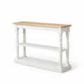 Stefano Massif Chêne Console - Blanc & Chêne Top - 120x30x95cm