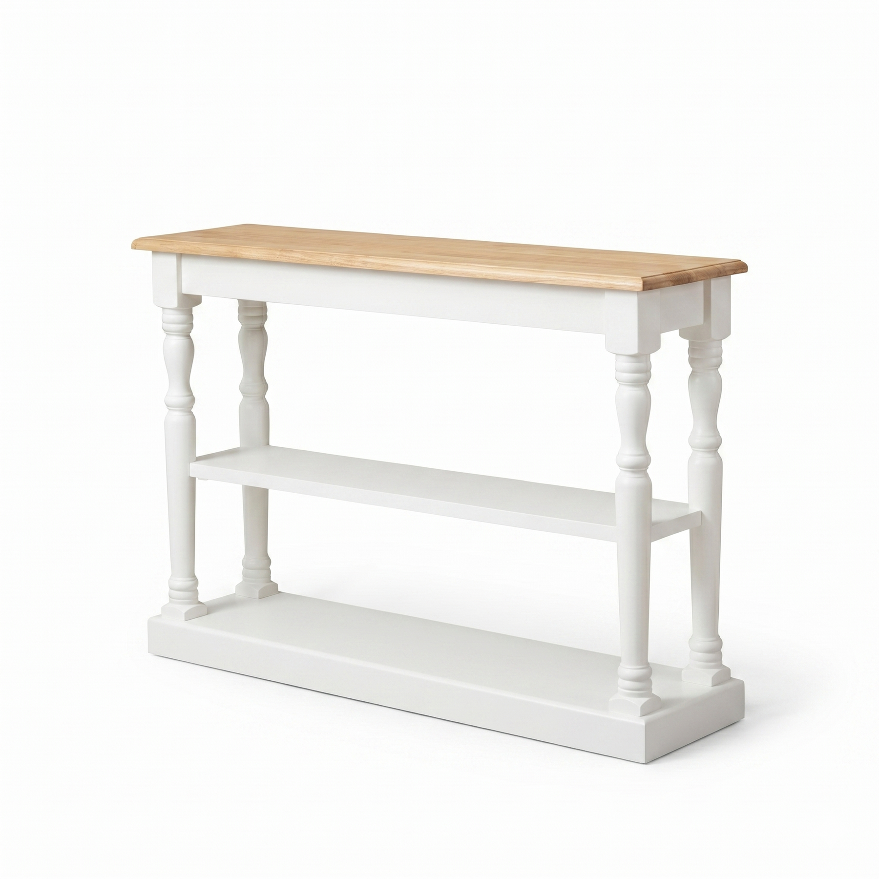 Stefano Massif Chêne Console - Blanc & Chêne Top - 120x30x95cm