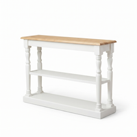 Stefano Massif Chêne Console - Blanc & Chêne Top - 120x30x95cm
