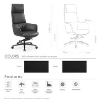 Lincoln Office Chair – Noir High Back Ergonomic Chair 71×128×48 cm