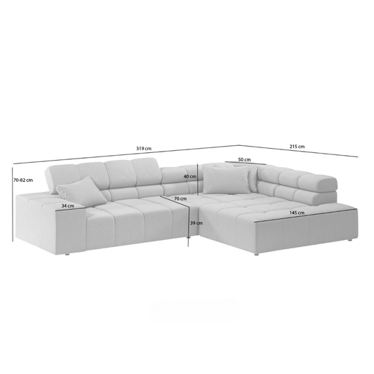 Sofa Ovionne Matric - Steel - Lounge 319x215cm | Marcottestyle