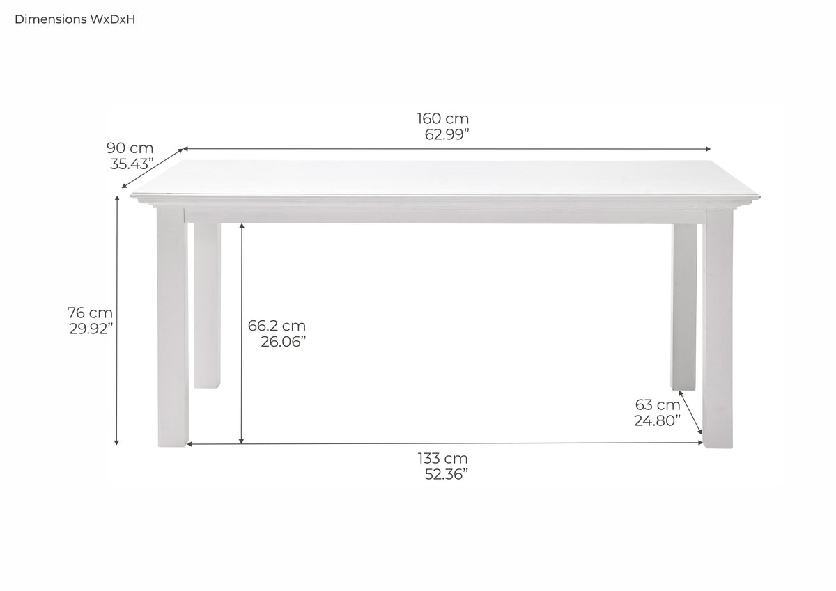 Halifax Dining Table 160cm - Blanc | Marcottestyle