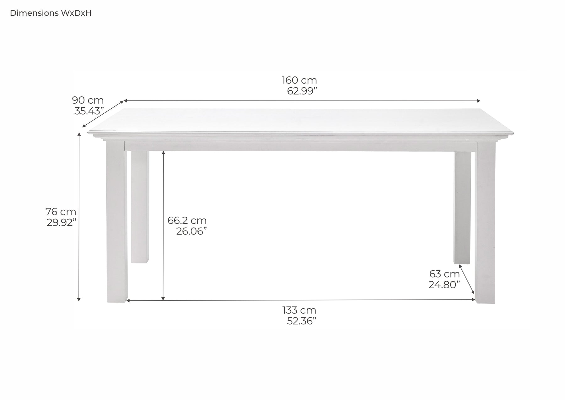 Halifax Table de salle à manger 160cm - Blanc