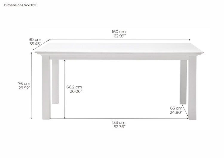 Halifax Dining Table 160cm - Blanc | Marcottestyle