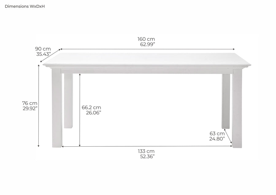 Halifax Table de salle à manger 160cm - Blanc