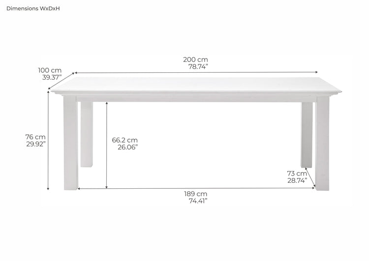 Halifax Dining Table 200cm - Wit | Marcottestyle