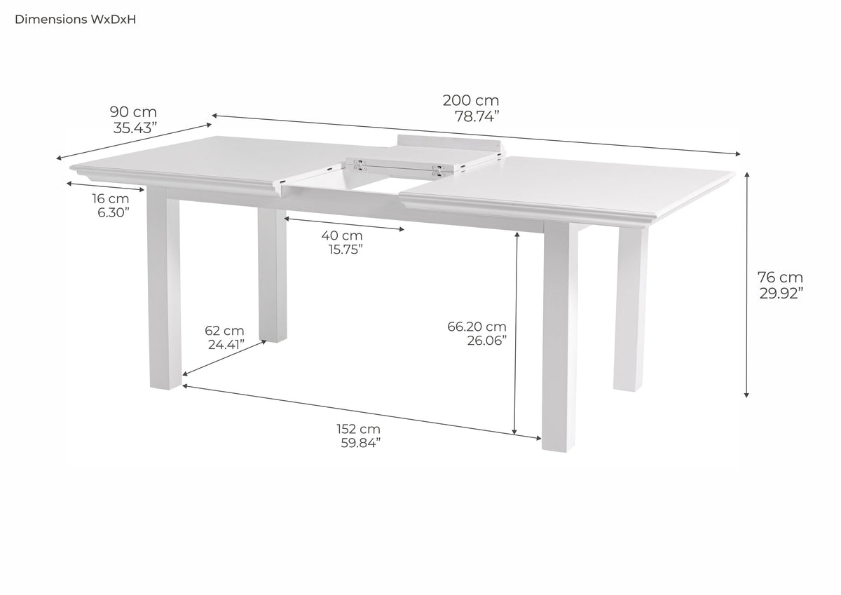 Halifax Extension Dining Table - Blanc | Marcottestyle