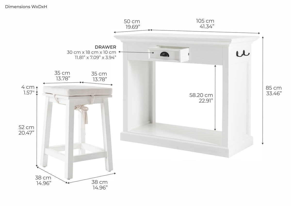 Halifax Breakfast Bar - Blanc | Marcottestyle