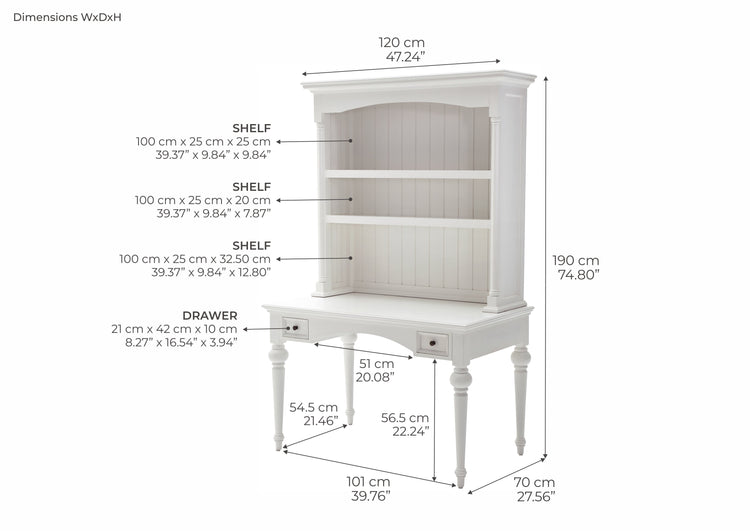 Provence Secretary Desk - Weiß | Marcottestyle