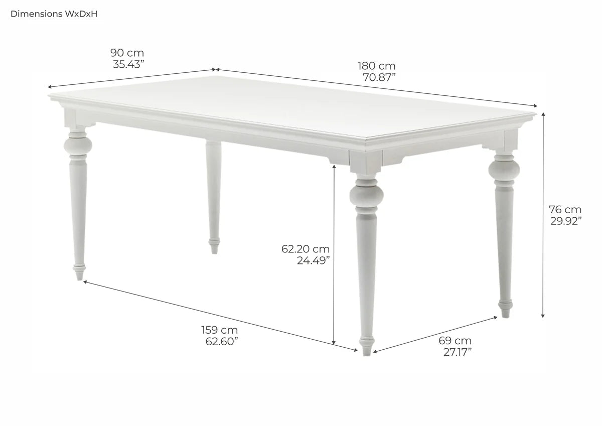 Provence Dining Table 180cm - Blanc | Marcottestyle