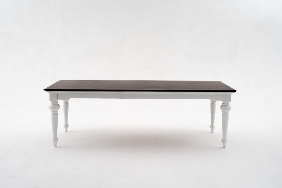 Provence Table de salle à manger 240cm - Blanc Avec Marron foncé Top
