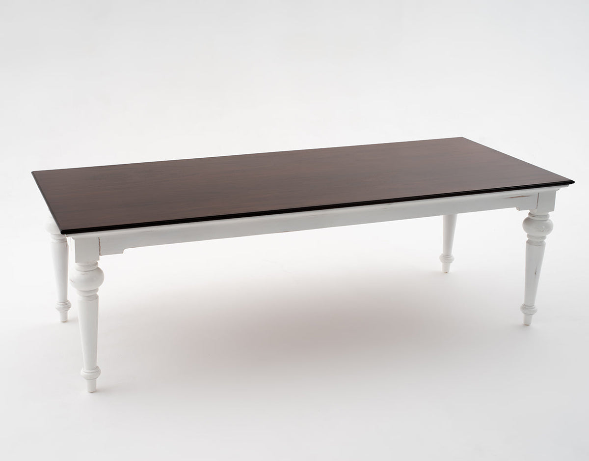 Provence Dining Table 240cm - White With Dark Brown Top | Marcottestyle