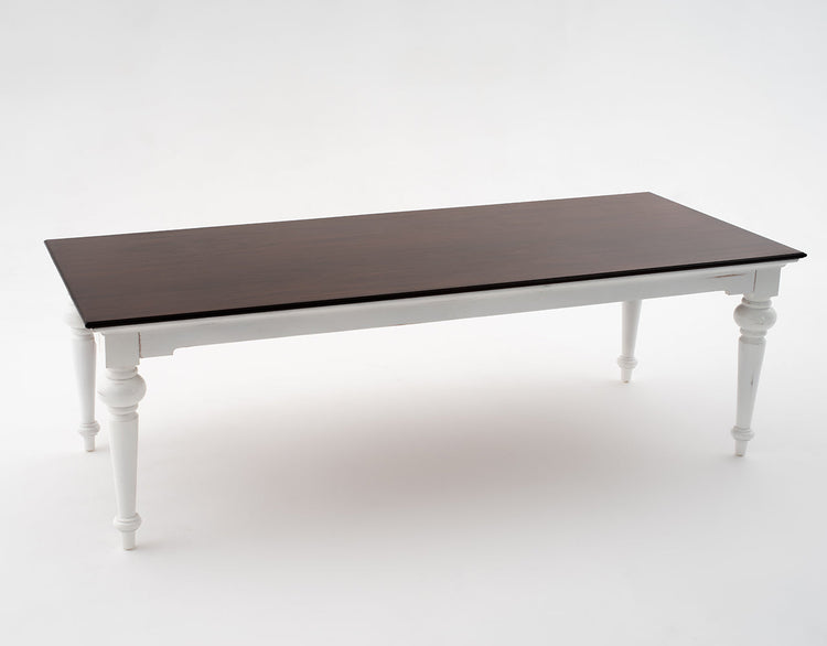 Provence Dining Table 240cm - White With Dark Brown Top | Marcottestyle