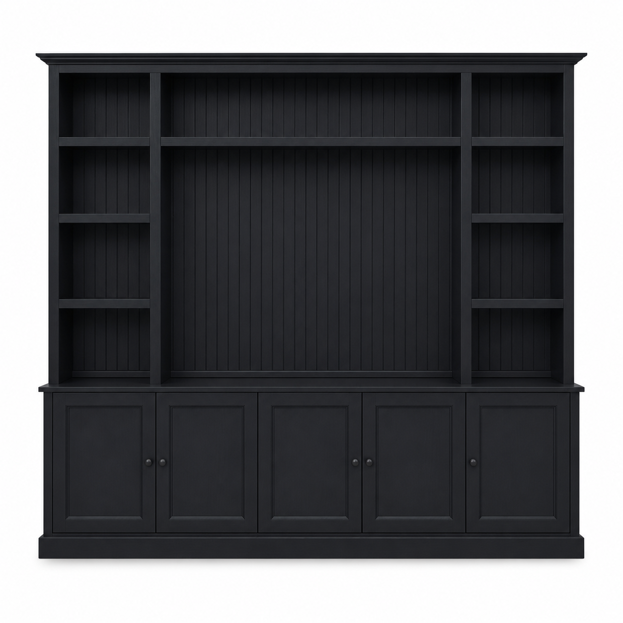 TV Bookcase - Belmont - Solid Pine - 254 x 46 x 228 cm - Black