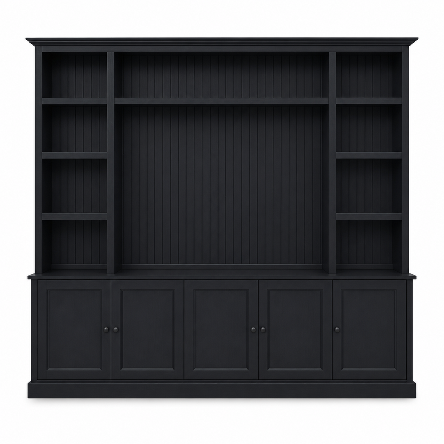TV Bookcase - Belmont - Solid Pine - 254 x 46 x 228 cm - Black