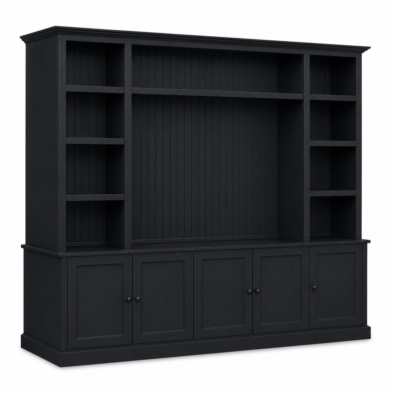 TV Bookcase - Belmont - Solid Pine - 254 x 46 x 228 cm - Black
