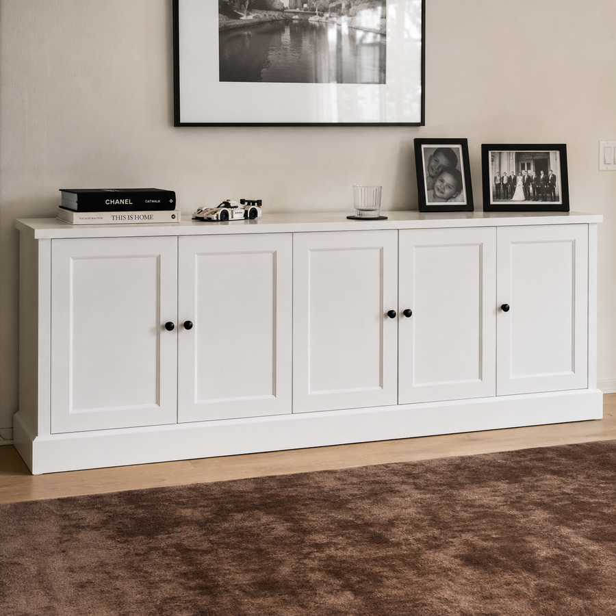 TV Stand - Belmont - Solid Pine - 248 x 46 x 78 cm - White