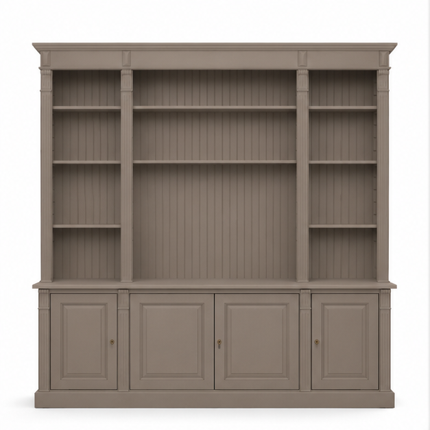 TV Wall Unit - Manoir - Solid Wood - 223 x 51 x 228 cm - Taupe