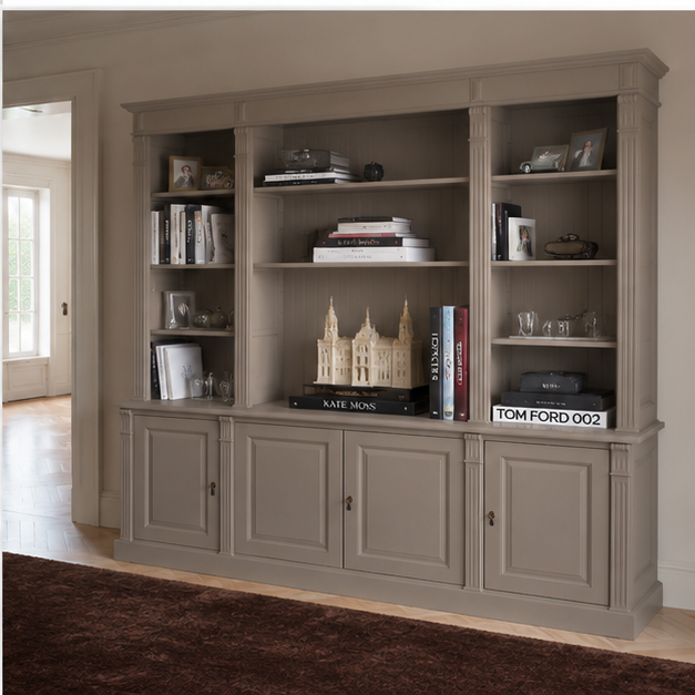 TV Wall Unit - Manoir - Solid Wood - 223 x 51 x 228 cm - Taupe