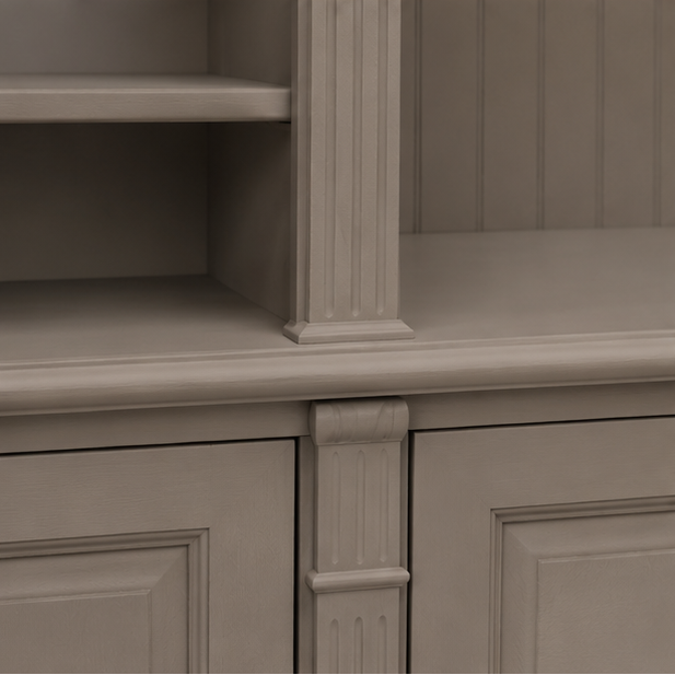 TV Wall Unit - Manoir - Solid Wood - 223 x 51 x 228 cm - Taupe