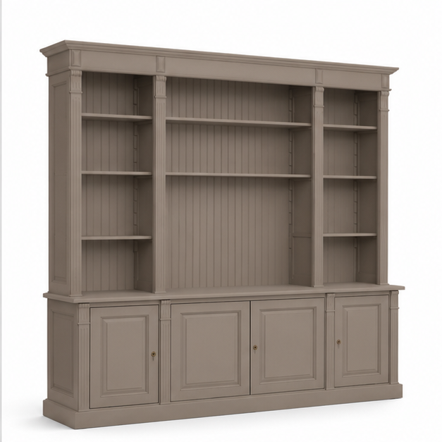 TV Wall Unit - Manoir - Solid Wood - 223 x 51 x 228 cm - Taupe