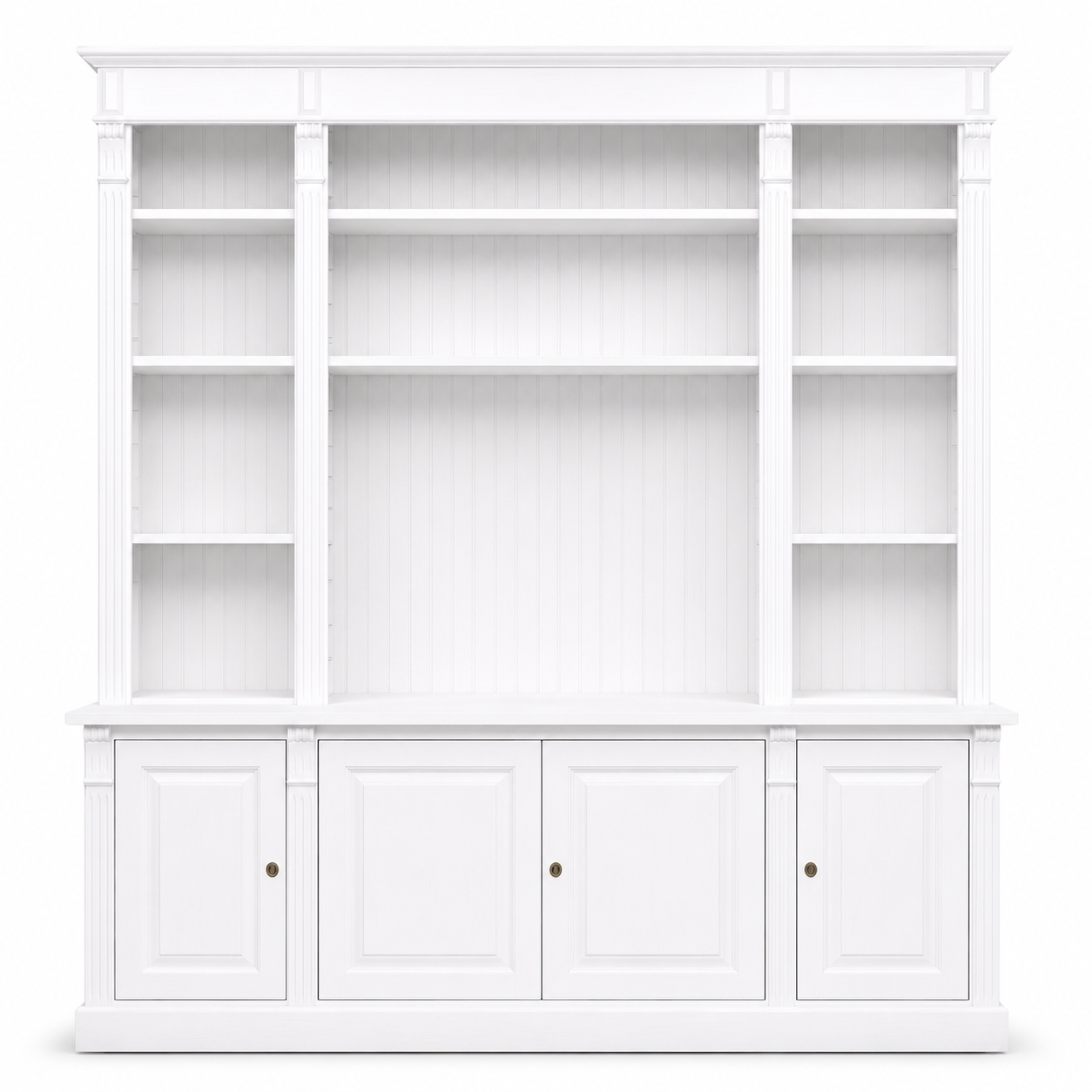 TV-Wandmöbel - Manoir - Massivholz - 223 x 51 x 228 cm - Weiß