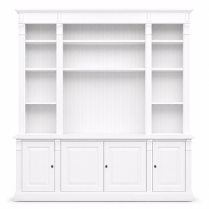 TV-Wandmöbel - Manoir - Massivholz - 223 x 51 x 228 cm - Weiß
