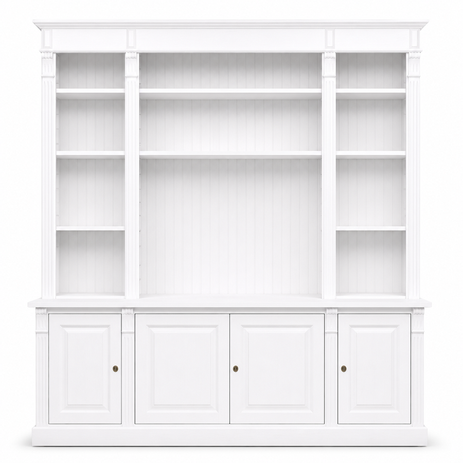 TV-Wandmöbel - Manoir - Massivholz - 223 x 51 x 228 cm - Weiß