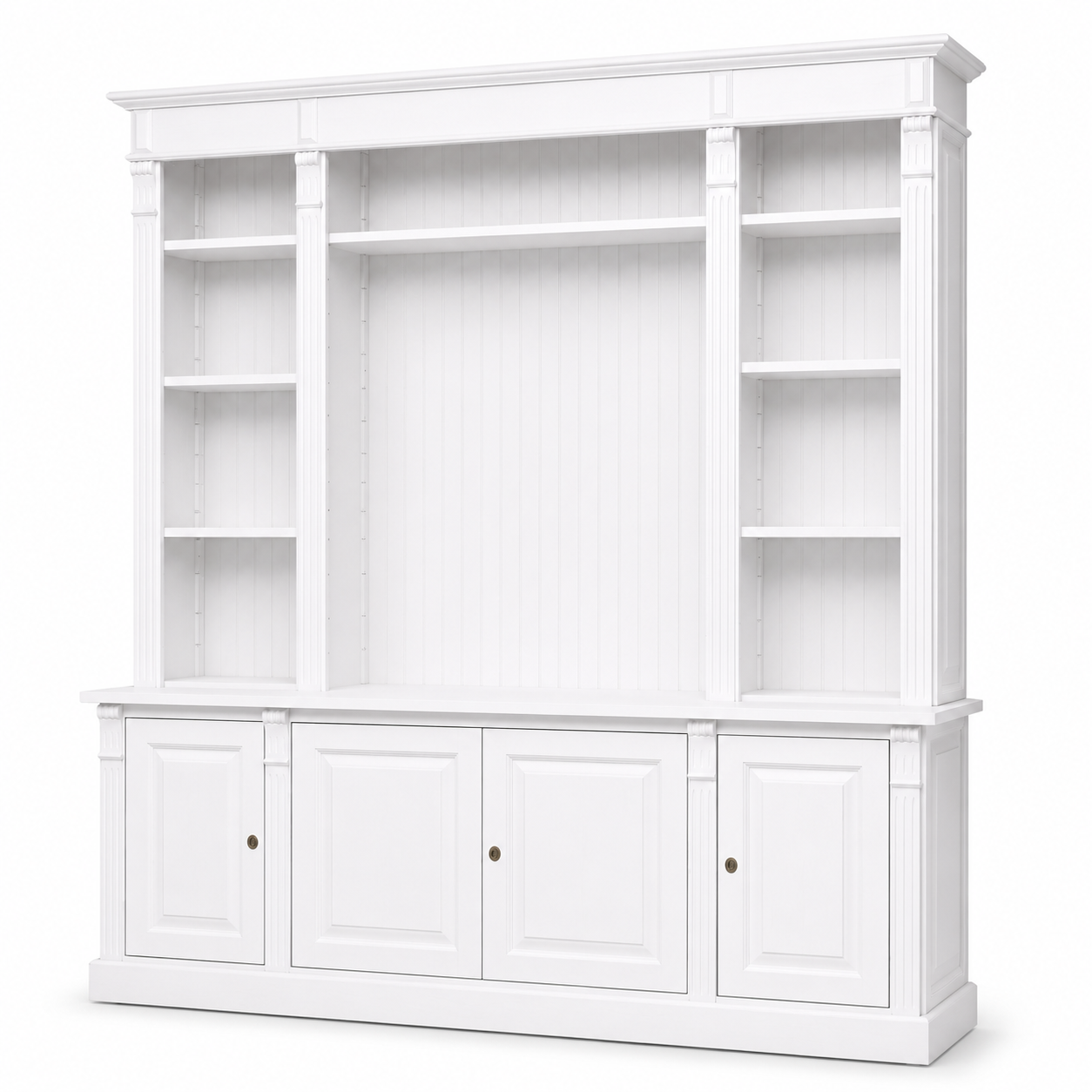 TV-Wandmöbel - Manoir - Massivholz - 223 x 51 x 228 cm - Weiß