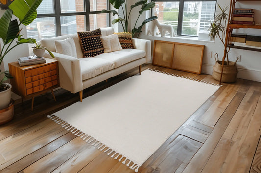 Low-Pile Rug - Helsa Cream Plain