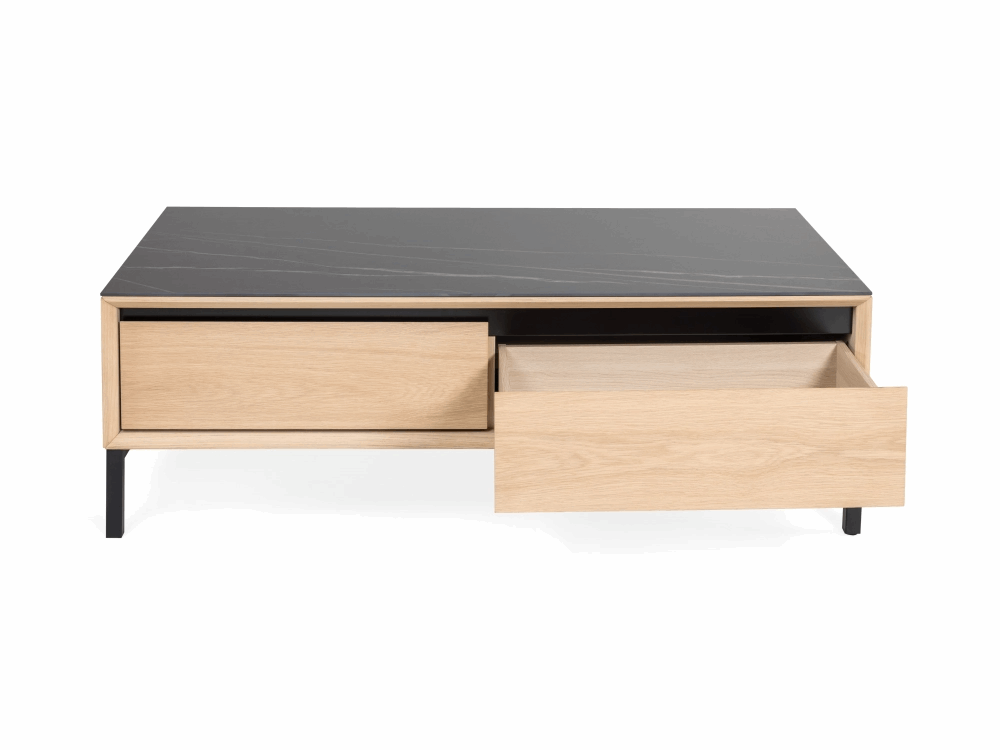 TV Unit Lima – Weiß Washed Eiche/Schwarz Keramik